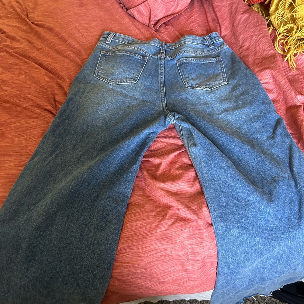Cider Light Blue Distressed Wide Leg Jeans - Picture 2 of 3